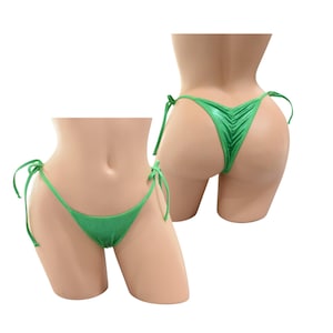 Metallic Foil Scrunched Back Side -Tie Thong- Exotic Dancewear