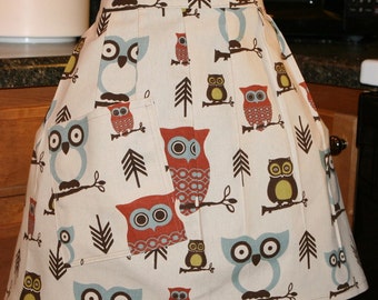 Ladies Teen Apron Hoot Owl Half Apron