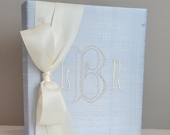 Heirloom Baby Memory Book, Silk or Linen, Monogrammed