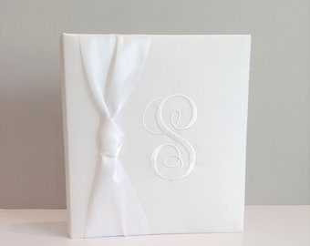 Monogrammed Silk Wedding Memory Book: Elegant Guest Book