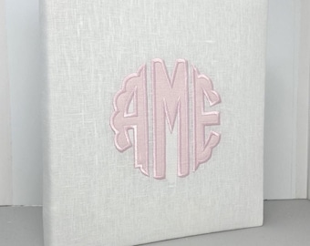 Monogrammed Baby Memory Book: Linen Keepsake Album