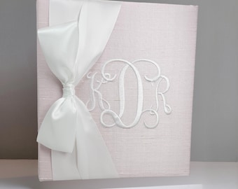 Baby Pink Silk Monogrammed Binder, Custom Fabric Binder, Personalized DIY Binder, Keepsake Cover (Binder Only)