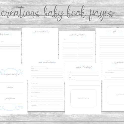 Baby Book Printable Pages Boy or Girl Spaces for Pics &amp; - Etsy