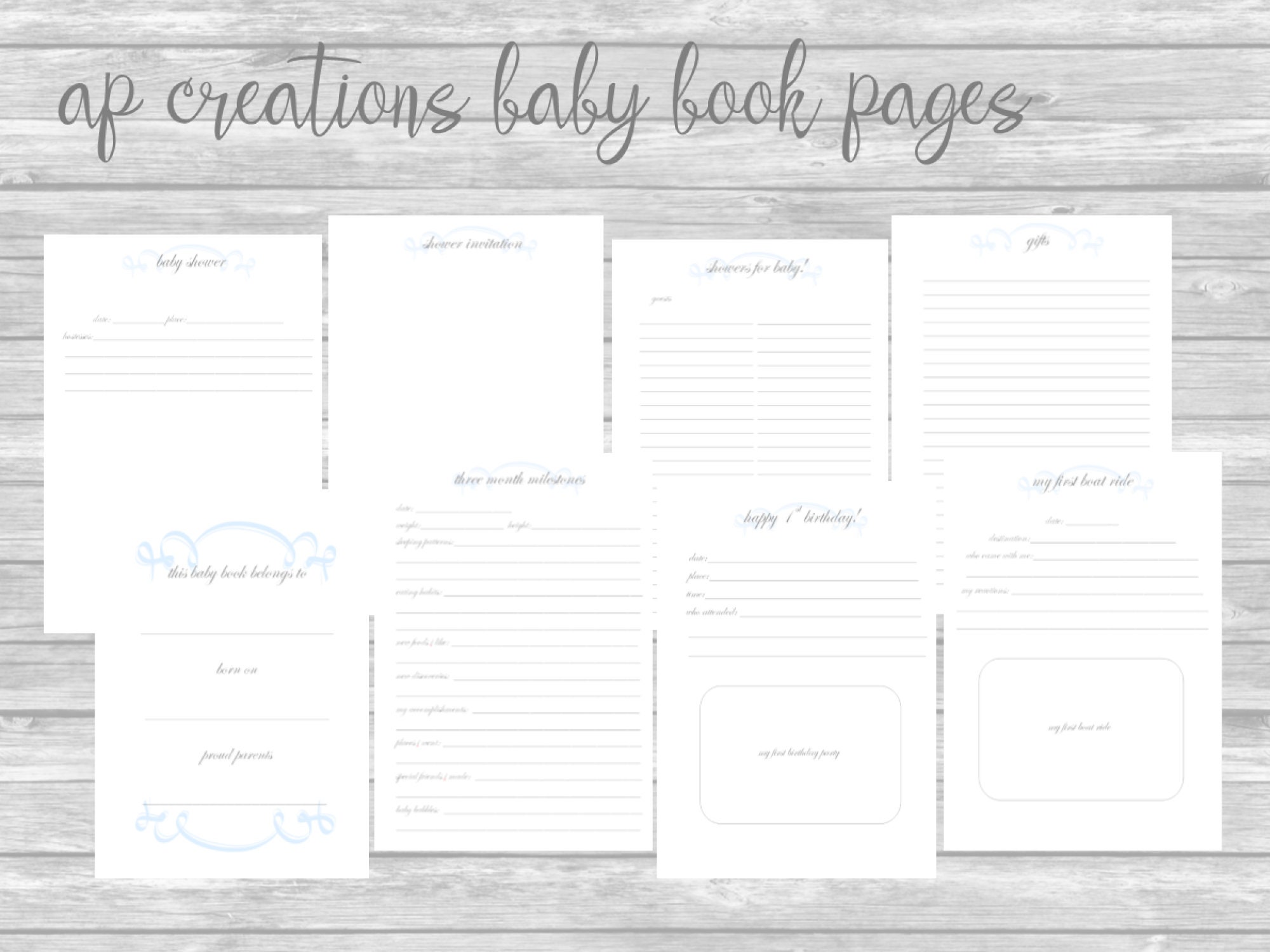 Pink Traditional DIY Printable Baby Book Pages