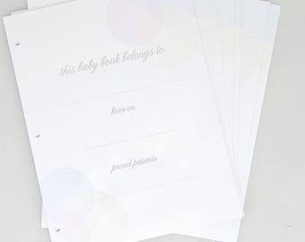 Baby Memory Book Pages: First Year Milestones, Keepsake Envelope