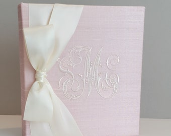 Monogrammed Silk Baby Memory Book: Heirloom First Year Keepsake