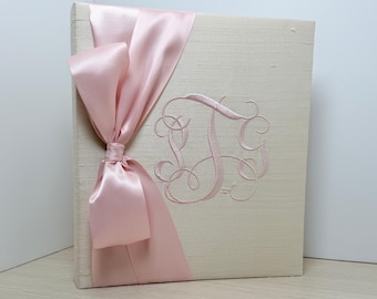 Cream Silk Monogrammed Binder, Custom Fabric Binder, Personalized DIY Binder, Keepsake Cover (Binder only)