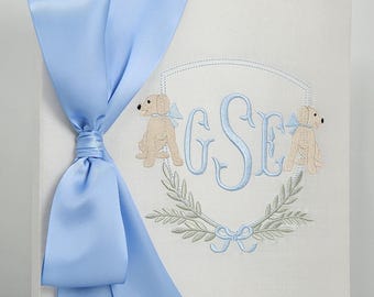 Monogrammed Silk Baby Memory Book: Heirloom First Year Keepsake