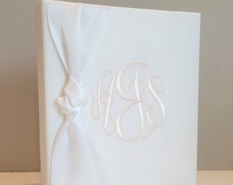 Monogrammed Silk Wedding Memory Book: Bridal Guest Book