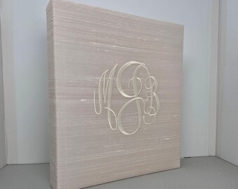 Ballerina Silk Wedding Memory Book, Personalized Bride's Book, Custom Monogrammed Keepsake, Bridal Gift
