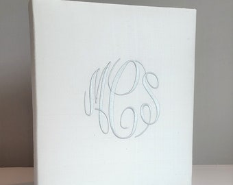 Monogrammed Silk Wedding Memory Book: Ivory Bridal Guest Book