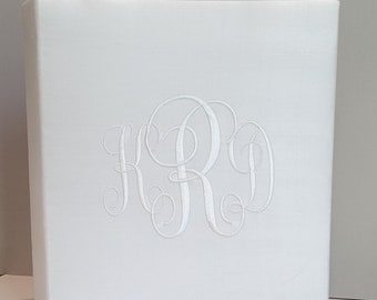 White Silk Wedding Guest Book: Monogrammed Memory Album