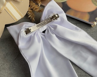 Эксклюзивный шелковый бант Armani на автомате Белый и молочный шелковый бант 15х27 см