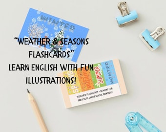 Weather & Seasons Flashcards for Kids | Preschool Learning Printable |  Printable Montessori Flashcards PDF