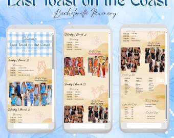 Roteiro para despedida de solteira - Último brinde na praia - Totalmente personalizável - Download digital - Modelo Canva - Editável