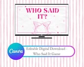 Bachelorette Party Game - Who Said It? - Canva Template - Digital Download