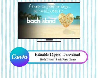 Juego de despedida de soltera: Intercambio de género en la Isla de Bach - Plantilla de Canva (Descarga digital)