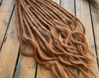 Fiery Red Human Hair Dreadlock Extensions, Natural Double/Single Ends