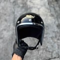 Custom Slimhead TX500 Motorcycle Helmet – Open Face Retro Vintage Chopper Bobber (Black Glossy) product logo