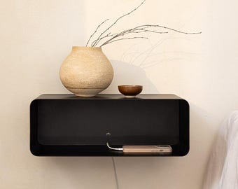 COMO suspended bedside table, metal wall-mounted floating bedside table, floating bedside table, wall shelf, wall-mounted bedside table