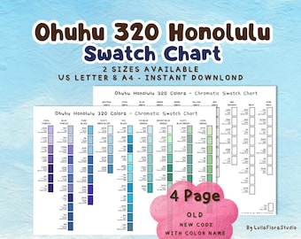 Ohuhu Honolulu 320 Color Swatch Chart Printable PDF