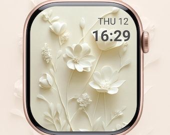 Apple Watch Wallpaper | Pressed Flower |  3D Cream Floral Design