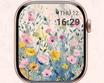 Vintage Botanical Watch Face – Pressed Flower Style Apple Watch Wallpaper