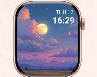 Celestial Moon Apple Watch Wallpaper • Dreamy Sky Digital Lock Screen (PNG & JPG)
