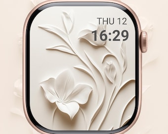 Apple Watch Wallpaper | Pressed Flower | 3D Cream Floral Design