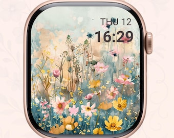 Vintage Botanical Watch Face – Pressed Flower Style Apple Watch Wallpaper