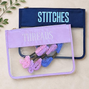 Personalized Zipper Pouch Project Custom Needlepoint Case Storage Cross Stitch Bag Personalized Crochet