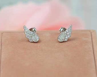 S925 Sterling Silber Engel Flügel Ohrstecker für Frauen - Micro-Diamond Intarsien, eleganter und schicker Schmuck