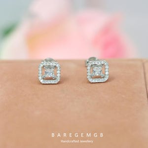 S925 Sterling Silver Square Stud Earrings Fashionable Earrings