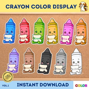 Classroom Crayon Color Posters: Rainbow Wall Art Decor (PDF Download)