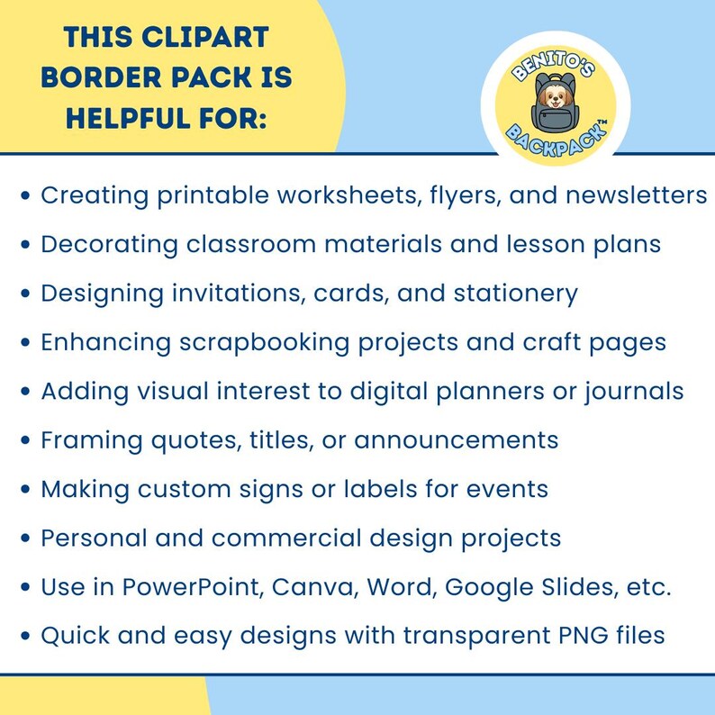 Back to School Page Borders Clipart: 30 PNG Designs (digital Download ...