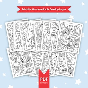 Printable Ocean Animals Coloring Pages | Under the Sea Coloring Sheets for Kids | Marine Life Digital Download