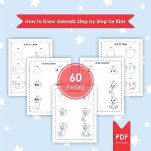 Easy Animal Drawing Book for Kids: Step-by-Step Guide (Printable PDF) Ages 4-10
