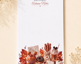 Main Street Autumn Notepad | Fall Disney Inspired Stationery | Pumpkin Memo Pad | Cozy Desk Notes | Halloween Planner