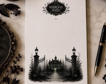 Haunted Mansion Inspired Notepad | Moonlight Notes | Gothic Halloween Desk Pad | Disney Inspired Stationery | Haunted House Gift