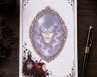Evil Queen Inspired Notepad, Dark Fairytale Gothic Stationery, Halloween Desk Pad (Full Set)