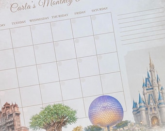 Personalized Monthly Planner Notepad with Custom Name | Disney Inspired Desk Calendar | Elegant Aesthetic Stationery Gift for Kids Adults