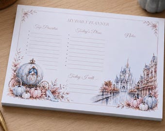Autumn Wishes Daily Planner | Cinderella Pumpkin Carriage Desk Pad (5.5 x 8 inches)