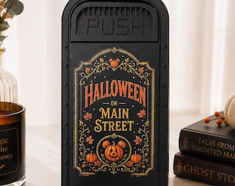 Halloween in Main Street Desktop Trash Can | Mickey Pumpkin Desk Decor | Gothic Office 3D Printed Bin | Spooky Gift