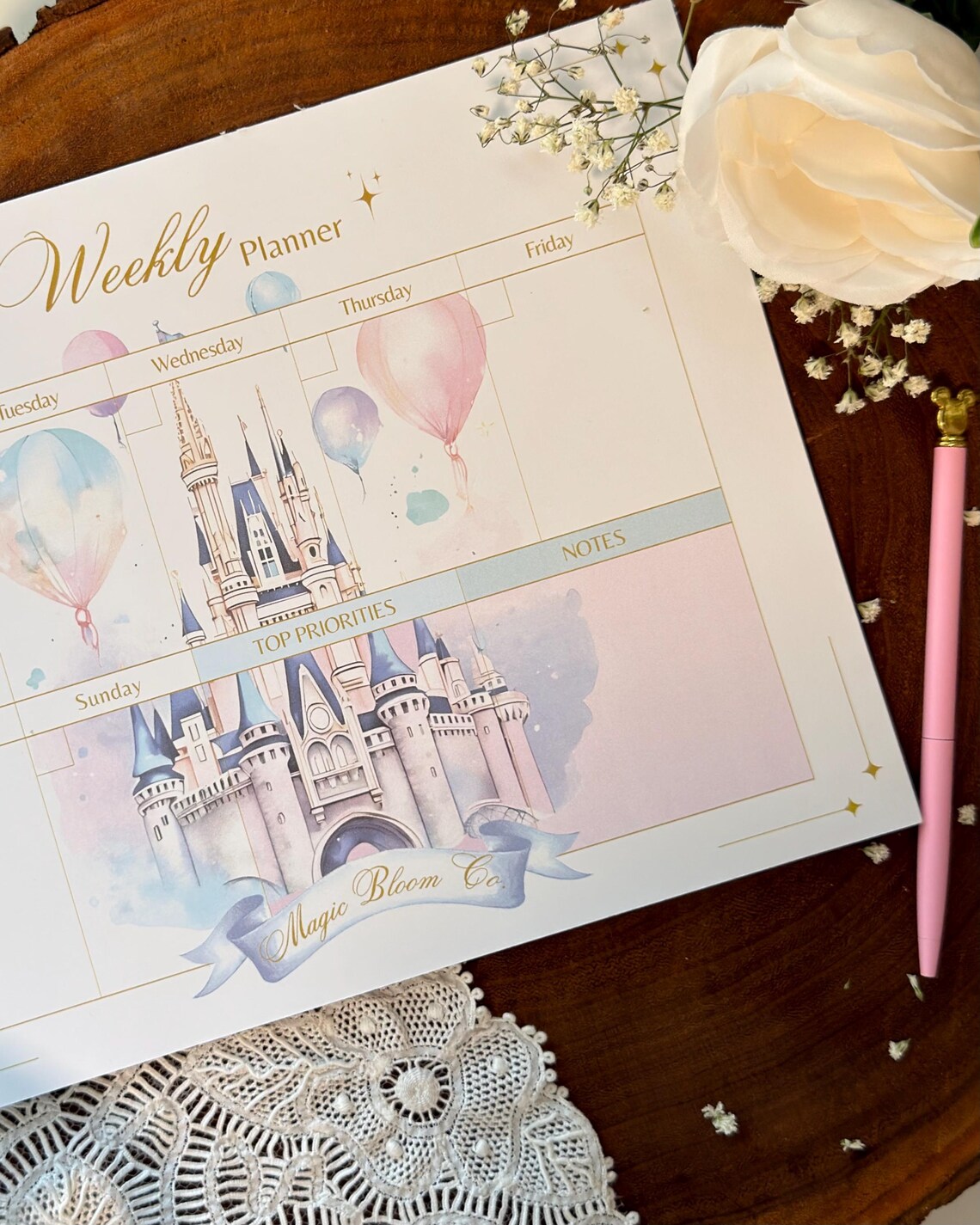 Princess Note Pad Princess Castle Weekly Planner | Magical Disney-inspired Desk Pad ...