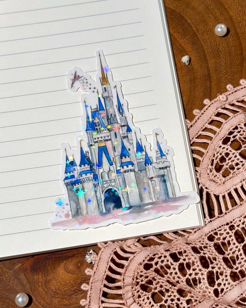 Enchanted Castle Holographic Vinyl Decal | Disney-Inspired Planner & Laptop Sticker image 2