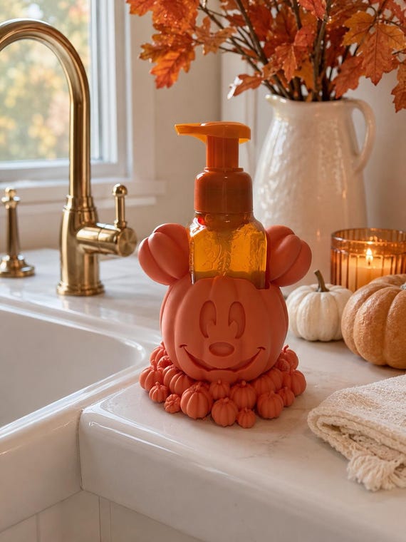 Mickey Pumpkin Soap Dispenser Holder | Fall Bathroom Decor | Halloween Counter | Bath & Bodyworks Foaming Soap Holder