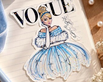 Cinderella Vogue Princess Vinyl Sticker | Journal Art Decal