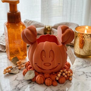 Mickey Pumpkin Soap Dispenser Holder | Fall Bathroom Decor | Halloween Counter | Bath & Bodyworks Foaming Soap Holder image 3