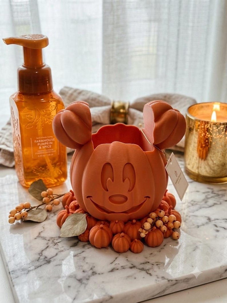 Mickey Pumpkin Soap Dispenser Holder | Fall Bathroom Decor | Halloween Counter | Bath & Bodyworks Foaming Soap Holder image 3