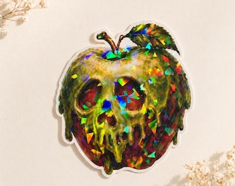 Poison Apple Decal, Holographic Vinyl, Dark Fairytale Aesthetic, Villain Inspired Decor, Water Resistant